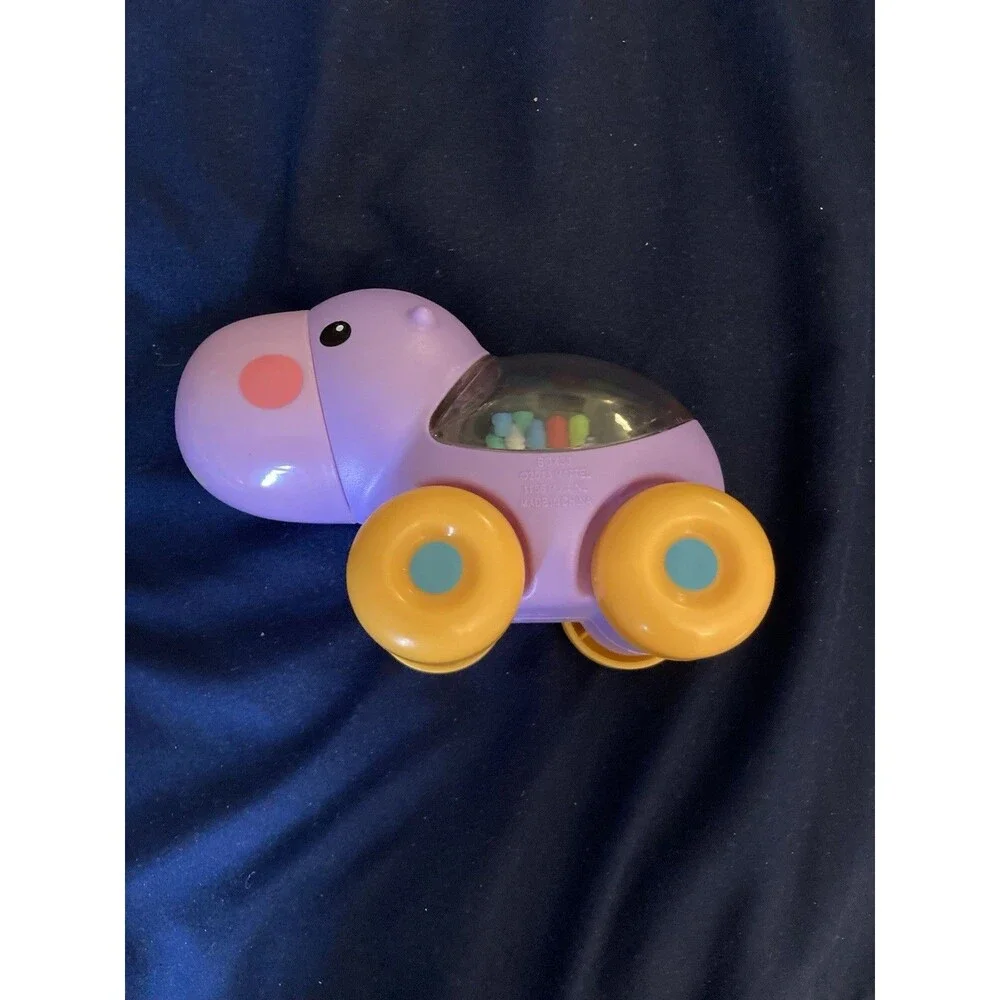 Fisher-Price Poppity Pop Purple Hippo Roller Car Baby Toy Popper Hippopotamus